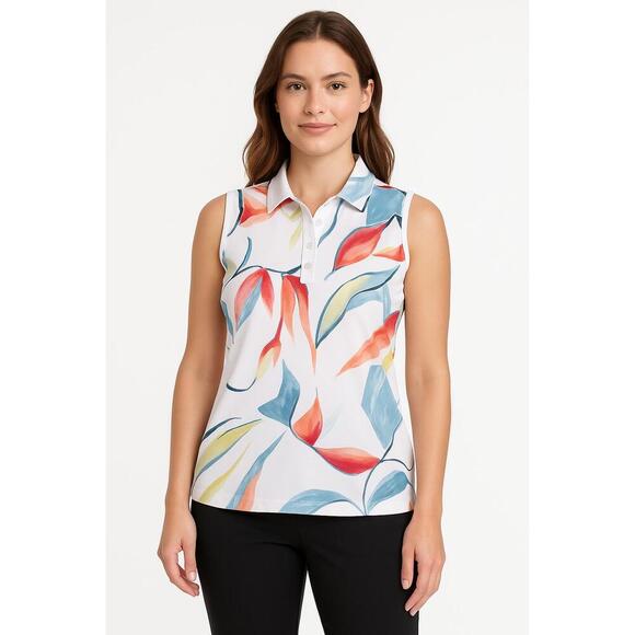 Walter Hagen- XS Sleeveless Polo Floral Print Collared Button Placket Preppy - Picture 1 of 4